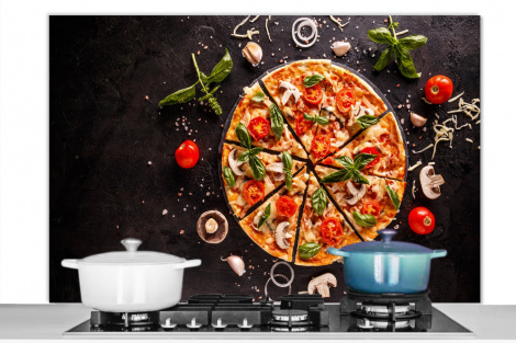 Spatscherm Pizza met groenten en kruiden